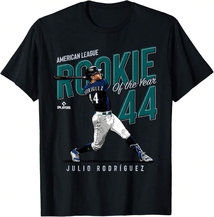 Camiseta de Julio Rodríguez, Novato del Año de Seattle MLBPA - Negro - Ver 1