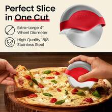 Kitchy Pizza Cutter Wheel With Protective Blade Cover, Ergonomic Pizza Slicer (Green) - Đỏ - Xem 3