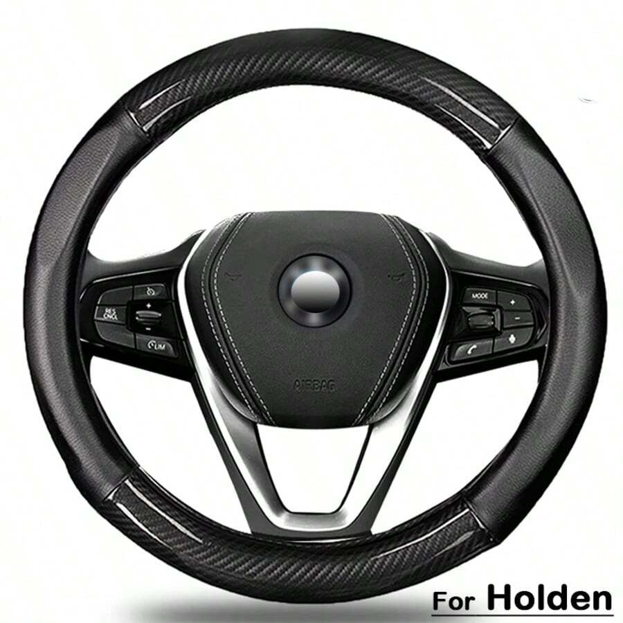 Car Steering Wheel Cover For Holden, Durable Leather & Carbon Fiber Cover With Anti-Slip Lining, For Steering Wheel With A Diameter Of 37-38 Cm,Black Auto Accessories - màu đen - Xem 1