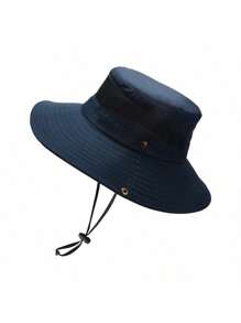 Men's Simple Solid Color Breathable Mesh Bucket Hat, Elegant Outdoor Hiking Sun Protection Cap, Summer