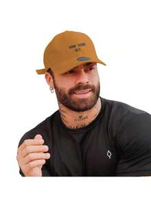 New York Embroidered Cotton Brim Cap With Adjustable Strap And Buckle - Rust Brown - View 3