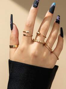 6 Stücke/Set europäischer und amerikanischer Stil durchbrochener verdrehter Fingerring