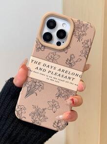 Minimalistisches 2-in-1 Lederbeschichtetes vintage Blumen Perforiert Stoßfestes Handyhülle geeignet für Apple