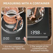 Balanza recargable de precisión 0.1 g para café de goteo, con cable de carga, tapete para café, balanza electrónica con temporizador, balanza digital en gramos para espresso, pelado con un toque, conversión de unidades, herramientas portátiles para café para dormitorio y tostado en casa