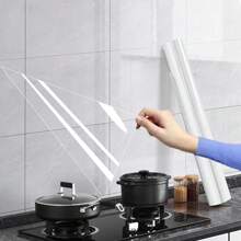1 rouleau Film vinyle transparent autocollant - Protection murale pour dosseret de cuisine, anti-huile de cuisine transparente, applicable aux cuisinières, armoires, murs, taille : 15,76 * 118 po