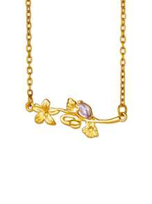 1PC Gold Birth Flower Necklace For Women 12 Month Birthstone Bouquet Pendant Floral Necklace, Daily Wear Jewelry For Valentine's Day Wedding Birthday Gift