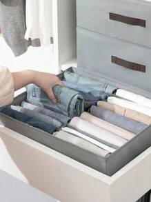 1pc- Gray Fabric Drawer-Type Separate Storage Box, Clothes And Trousers Separate Storage Box, Which Can Be Used To Store And Organize Underwear, Trousers And Ties, And The Wardrobe Drawer Styles Are Layered And Arranged In Baskets.