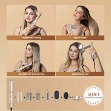 UKLISS 1 brosse à air chaud haute vitesse 8-en-1 | Outil de coiffure pliable pour un séchage rapide et des résultats de qualité salon