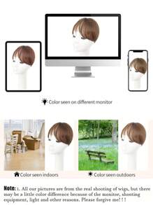 1 Stück zwei BB Clip gerade Pony Haarverlängerung, natürliches unsichtbares Kopfschwung-Stil, hitzebeständige synthetische Fasern, geeignet für den täglichen Gebrauch von Frauen