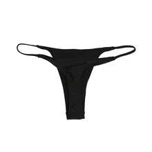 Women Bikini Thong Bottoms Summer Bikini Thongs Pants Low Waist Swimsuit Bottoms Mini Bathing Suit Beachwear Swimming Trunks - 黑色 - 查看 4
