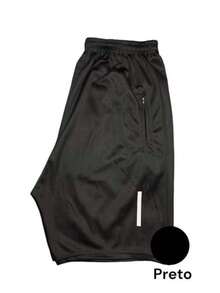 Men's Polyester Sports Bermuda Shorts With Zipper Pocket – Black - Negro - Ver 1