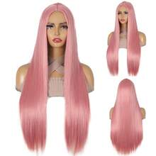 Pink Long Wig For Women Straight Synthetic Wig Soft Fiber Synthetic Hair Heat Resistant Wigs For Girls Party Cosplay Use 30 Inch - Nhiều màu - Xem 6