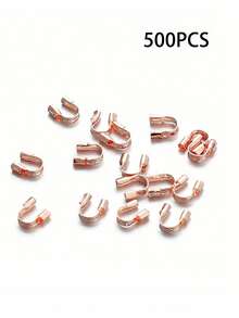 100 件铜夹扣线头扣压接珠 U 形连接器线线保护器适用于 DIY 项链手链珠宝制作配件