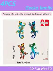 4 Stücke Acryl Gecko Familien Kunst Deko Hängende Ornamente für Zuhause, Gartenzaun Dekoration, Außendekoration, Gartenzaun Zubehör