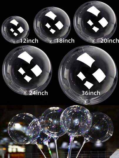 36 Inch 20pcs Transparent Bubble Balloons, Large Size Transparent PVC Balloons Suitable For Weddings, Birthdays, Bridal Showers, Centerpieces, Christmas Parties, Indoor & Outdoor Decor (12-36 Inch Transparent Balloons)