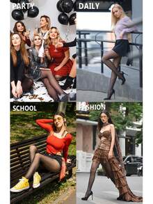 1条/3条/6条装，97厘米长，黑色紧身连裤袜，高腰加固趾部设计，适合体重40-60公斤的女性穿着。 - 彩色 - 查看 5