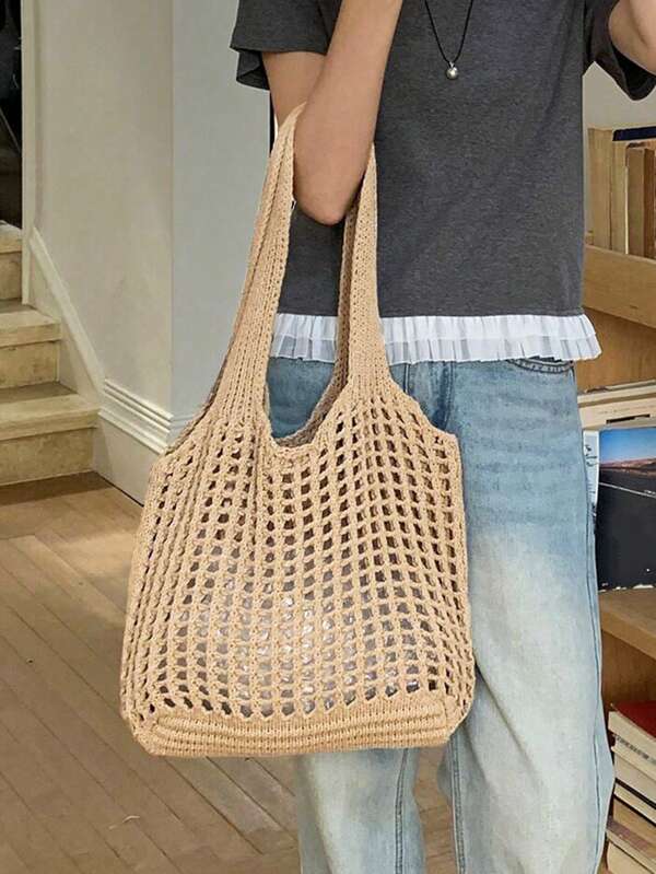Yogodlns Lightweight Leisure Hollow Out Woven Shopping Crochet Bag For Women, Large Capacity Tote Bags For Travel, Outdoor And School. Multifunctional Kitchen Storage Mesh Bag For Beach Vacation Or Easy Carrying,Mother's Day Gift For Mom, Vacation Bag For Summer, Vacation Essentials, Perfectly Matching With Beach Accessories Women, Hottest Beach Bags For Women