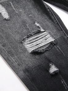 Teenage Boy Colorblock Distressed Casual Jeans - Grey - View 3