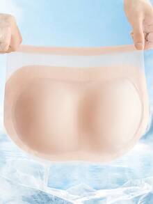 1pc Women's Abdomen Lifting Buttock Padded Triangle Shapewear Shorts, Smoothing Black Waist Cincher - Apricot - View 3