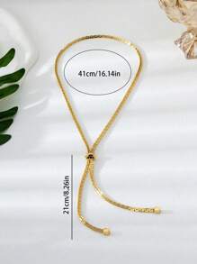 1pc Women's Adjustable Drawstring Snake Bone Design Necklace, Minimalist Fashionable Elevated Look Accessory, Suitable For Parties, Gatherings, Daily Wear, Holiday Gift