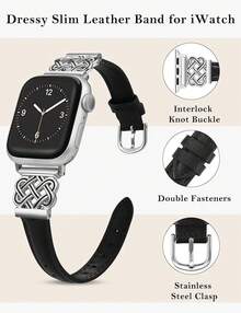 Smart Watch Strap - Black/Silver - View 2