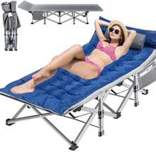 Folding Bed Cot With Pillow, 2 Sided Mattress Heavy Duty Folding Sleeping Cot Guest Bed, Folding Camping Cots For Traveling Camp Office Outdoor And Beach