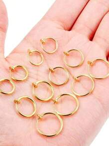 10 قطع/1 مجموعة أقراط قابلة للسحب من الفولاذ المقاوم للصدأ بدون ثقب، مطلية بالذهب/الفضة، أقراط حلقية كاذبة للنساء والفتيات، أربطة الأذن بدون ثقب