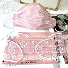 30pcs Cherry Blossom Print Breathable Mesh Face Masks - Elastic Retro Style For Spring Summer Autumn, Unisex Adults & Multiple Colors, Japanese Korean Fashion Series, Outdoor Casual Wear, Durable Elastic Band, Lightweight Fabric