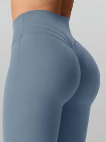 RUNONWHEELS 5 Women Flare Leggings No Front Seam Flare Yoga Pants With Tummy Control Crossover High Waist And Wide Leg Butt Lift Line - Baby Blue - View 4