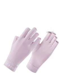 1pc UV Protection Half Finger Gloves, Solid Color Nail Polish Elastic Quick-Dry Sun-Shielding Gloves For Outdoor Sports In Summer