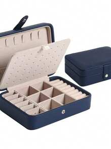 1pc Multi-Functional Leather Jewelry Storage Box, Convenient Double-Layer Simple Jewelry Storage Box, Can Be Put Earrings Earrings Necklace Bracelet, High-End Jewelry Box Back To School