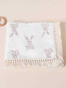 1 pieza Manta de bebé con diseño lindo de conejo, manta decorativa para el hogar para bebés - Blanco - Ver 6