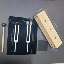 Ear Cleaning Professional Tuning Forks Therapy Set - 128Hz, 512Hz, 432Hz, 256Hz Yoga And Meditation Body-Weight Tuning Forks - Frequency Relaxation Device With Suspension Frame