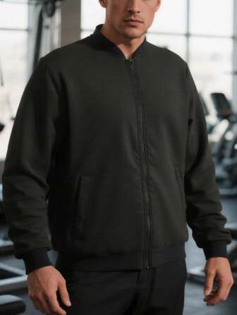 Heren outdoor casual effen kleur baseball kraag gevoerd plus size jas