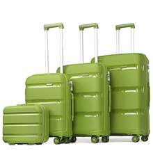 Hard-Shell Suitcase Set 14/20/24/28 Inches With Beauty Case – 4-Piece Trolley Suitcase Set Made Of Polypropylene With TSA Lock, 360° Wheels And Telescopic Handle – Also Available As Individual Suitcase - Green - View 3