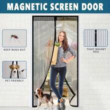 AIYYIPA 1 pieza Cortina de mosquitero magnética de rayas negras extra grande, diseño de encaje de verano, pantalla de puerta magnética, transpirable y fácil de instalar, adecuada para sala de estar, dormitorio, divisor de cocina, decoración de cortinas - Multicolor - Ver 5