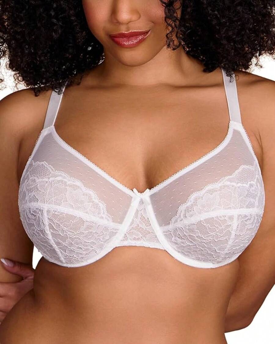 Minimizer Bras Women Full Coverage Underwire Bras Plus Size Lifting Lace Bra Heavy Breast - Putih - View 1