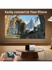 LIPETY Mini Projector,  Portable Projector 1080P Supported For Indoor Outdoor Movies, Phone Projector Compatible With IOS/ Android, Laptop, USB/SD/AV/HD TV Stick/  For Party Gifts, Halloween, Christmas, New Year Gifts, Etc - Black and White - View 7