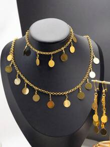 Set minimalista nuovo stile francese con ciondolo a forma di farfalla, lettera S e cerchio, composto da collana, bracciale e orecchini, 3 pezzi