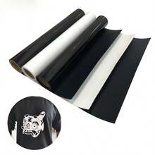 2pcs Black & White Heat Transfer Vinyl Rolls, 12" X 19.6", Easy Cut & Iron-On Heat Transfer Vinyl For T-Shirts And Crafts - Multicolor - View 2