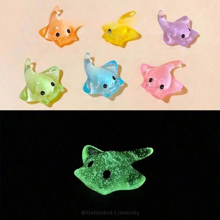 10/20/30/50pcs Realistic Glow-In-The-Dark Colorful Stingray Model, Ocean Animal Figurines, Gifts Or Rewards, Fish Birthday/Graduation Presents - Multicolor - View 1