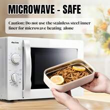 Stainless Steel 2-Layer Lunch Box – Leak-Proof Bento Box For Adults, Ideal For Office, Outdoor Use & Food Transport, Perfect For Meal Prep And Gift For Any Occasion - Màu be - Xem 7