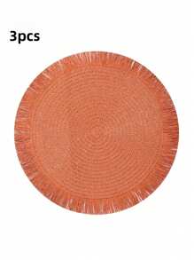 2 piezas/8 piezas Manteles individuales redondos de 15 pulgadas de fibra de papel tejida con borlas, resistentes al calor, decoración de vajilla de hotel y restaurante, decoración de mesa de comedor y sala de estar, antideslizante, adecuado para reuniones en el hogar y fiestas de boda