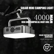 1pc Outdoor Multifunctional Solar Power Bank With Multi-Light Adjustments, Type-C Charging, Mini Waterproof Camping Light