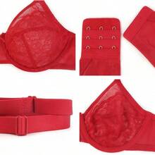 Minimizer Bras Women Full Coverage Underwire Bras Plus Size Lifting Lace Bra Heavy Breast - 珊瑚紅 - 查看 4