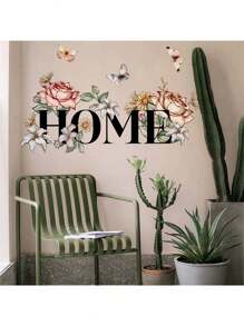 1 Stück Englische Blumen Schmetterling Wandaufkleber wasserdicht und staubdicht PVC Aufkleber selbstklebend und leicht abzureißen geeignet für Wandaufkleber Schlafzimmer Büro Wohnzimmer Restaurant Zuhause Dekoration mache dein Leben zu einem neuen Urlaub Dekorations Aufkleber Geburtstag Abschluss Geschenk Raum Deko Wanddekoration Individuelle Aufkleber