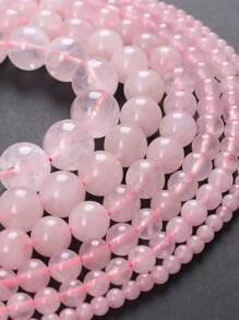 Contas soltas de pedra de quartzo rosa natural de 1 fio, contas naturais rosa para fazer joias, pulseiras e colares faça você mesmo, 4, 6, 8, 10 e 12 mm