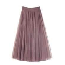 Women's White 1M Long Tulle Skirt With Boneless Extendable Petticoat - A-Line Mesh Layered Half Slip For Daily Wear & Formal Occasions