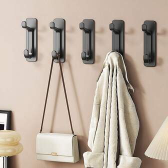 5个免打孔粘钩，适用于厨房、浴室和卧室——无损墙面，强力粘钩，抓力超强，节省空间，可收纳毛巾、钥匙、餐具、吹风机、化妆包和小物件；非常适合租房者和小户型；易于移除，无需钻孔，可重复使用；情人节、母亲节和节日家居礼品之选。