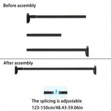 Adjustable Tension Rod - Made Of Stainless Steel With Plastic End Caps, Easy Installation Without Drilling, Suitable For Shower Curtains, Curtains, Closets, Balcony Drying - Available In Silver, Black, White And Grey Room Decor Bathroom Accessories Back To School